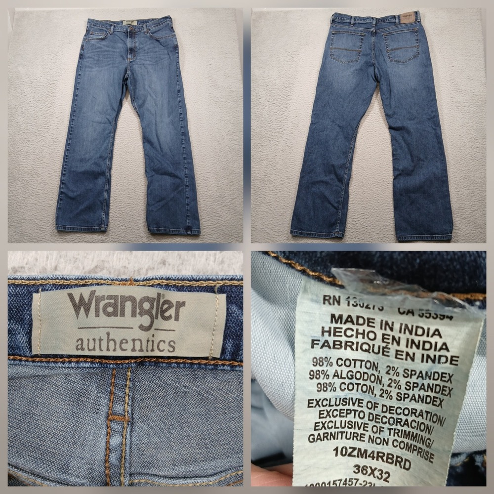 Wrangler‎ Authentics Straight Stretch Jeans Men's 36x32 Blue Denim